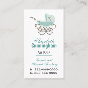 Mint and White Au Pair Custom Business Card