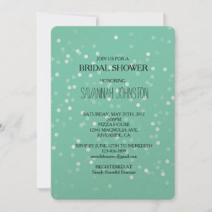 Mint and White Bokeh Confetti bridal shower Invitation