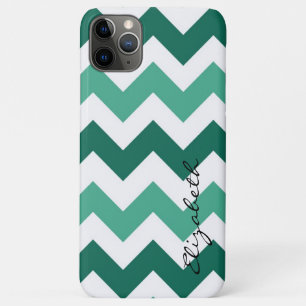 Mint and White Chevron Custom Monogram iPhone 11 Pro Max Case