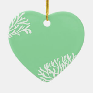 Mint and White Coral Ceramic Tree Decoration