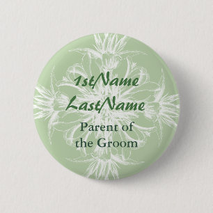 Mint and White Floral ID Tag 6 Cm Round Badge
