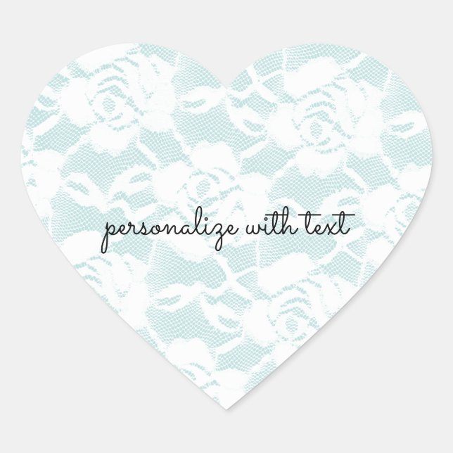 Mint and white lace roses floral  heart sticker (Front)