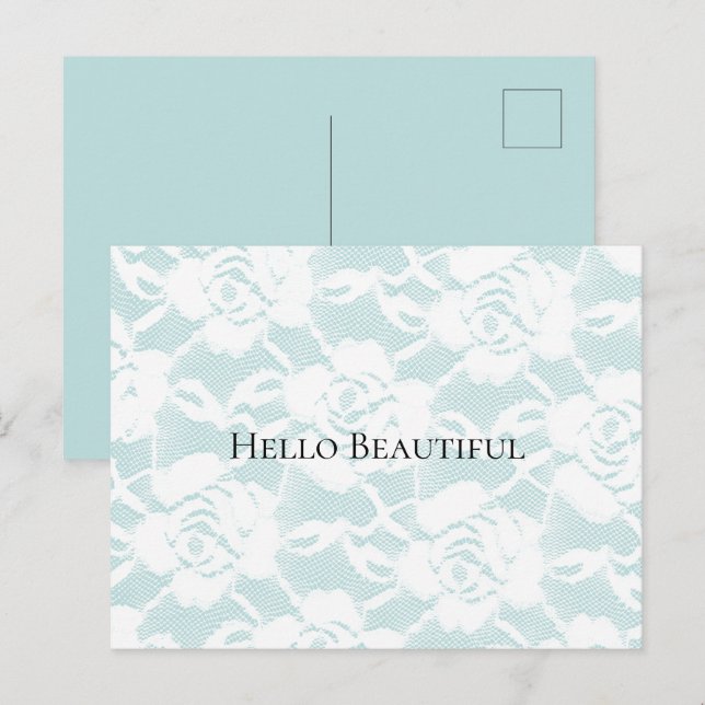 Mint and white lace roses floral  postcard (Front/Back)
