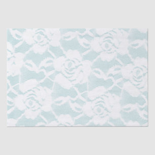 Mint and white lace roses floral  tissue paper