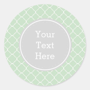 Mint and White Quatrefoil Classic Round Sticker