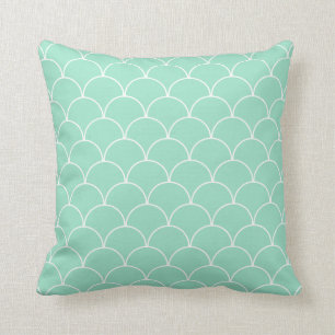 Mint and White Scallop Pattern Cushion