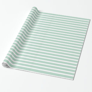 Mint and White Stripes Wrapping Paper