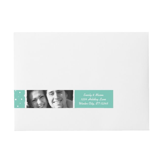 Mint and White Your Photo Christmas Wraparound Address Label (Front)