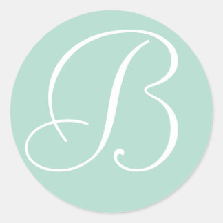 Mint and Whte Monogrammed Wedding Envelope Seals