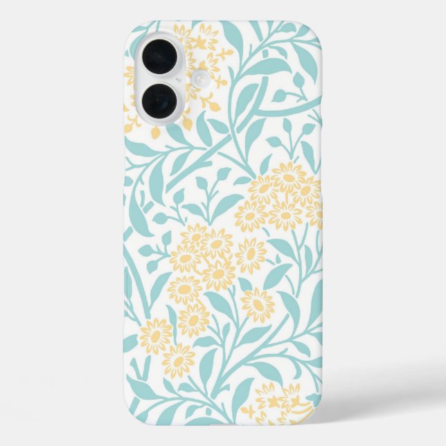 Mint and Yellow Floral Damask Pattern Case-Mate iPhone Case (Back)