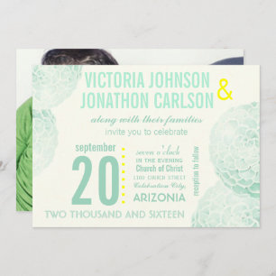 Mint and Yellow Succulent Modern Wedding Invitation