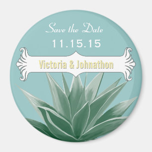 Mint and Yellow Succulent Wedding Magnet