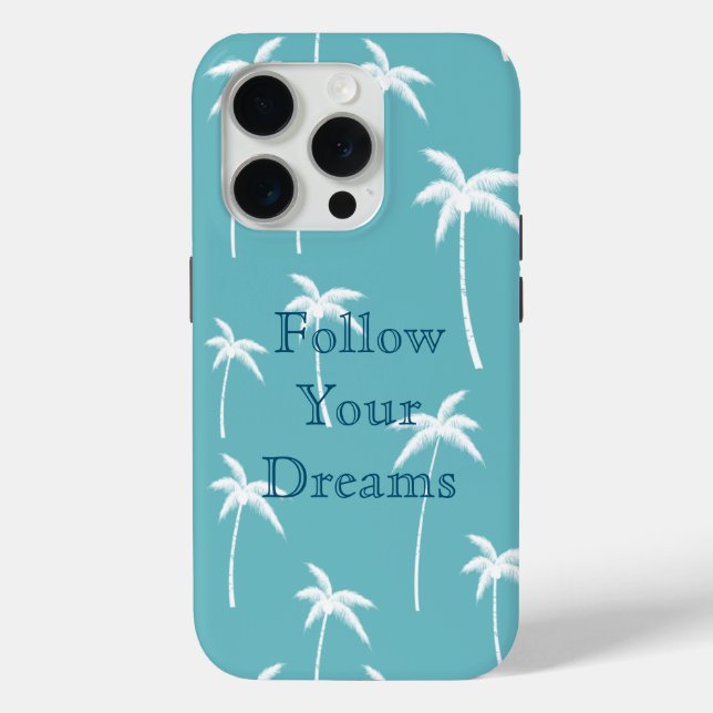 Mint Aqua and White Palm Trees Case-Mate iPhone Case (Back)