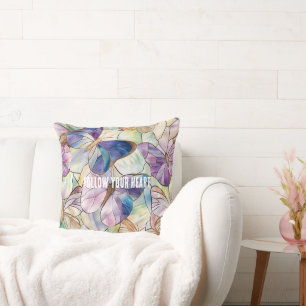 Mint Aqua Blue Purple Butterflies Cushion