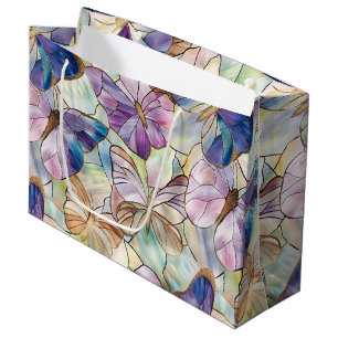 Mint Aqua Blue Purple Butterflies Large Gift Bag