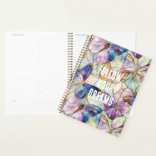 Mint Aqua Blue Purple Butterflies Planner