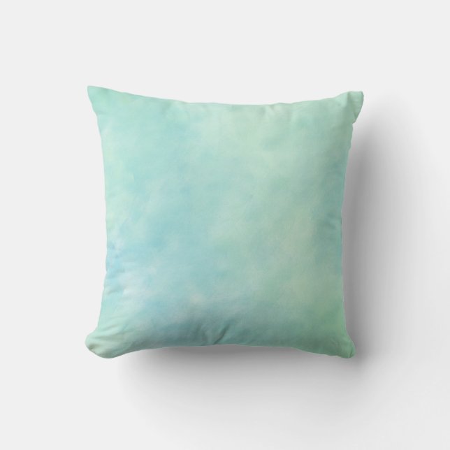 Mint Aqua Blue Tie Dye Watercolor Cushion (Front)