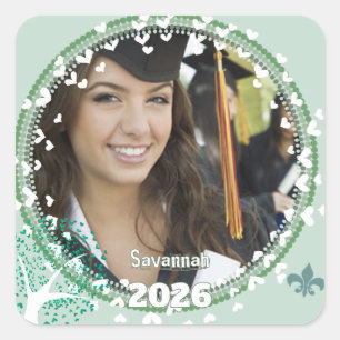 Mint Aqua Graduation Photo Stickers