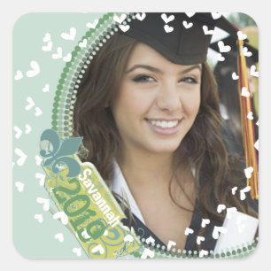 Mint Aqua Graduation Photo Stickers