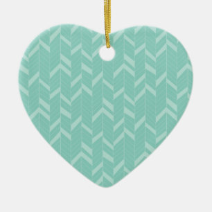 Mint Aqua Herringbone Ceramic Tree Decoration