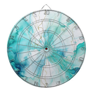 Mint Aqua Ink Marble Dartboard