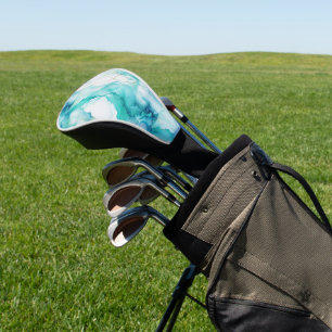 Mint Aqua Ink Marble Golf Head Cover