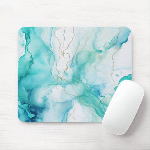 Mint Aqua Ink Marble Mouse Mat