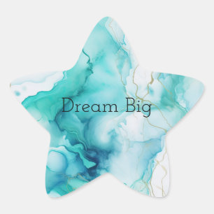 Mint Aqua Ink Marble Star Sticker