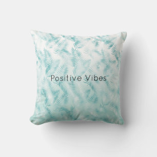 Mint Aqua Ombre Tropical Leaves     Cushion