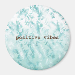 Mint Aqua Ombre Tropical Leaves Magnet
