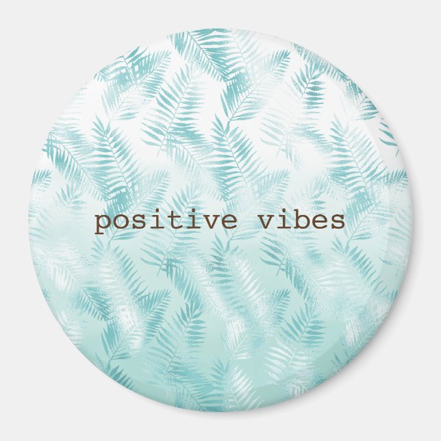 Mint Aqua Ombre Tropical Leaves Magnet (Front)
