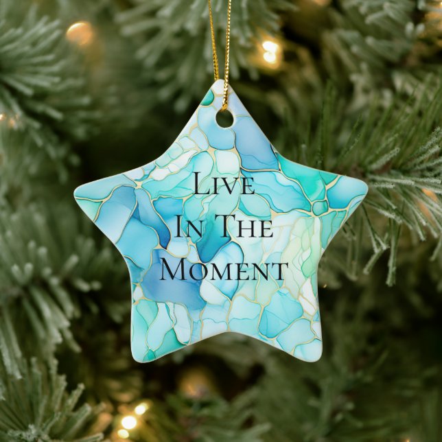 Mint Aqua Pearl Gold Marble  Ceramic Tree Decoration (Tree)