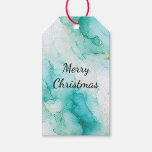 Mint Aqua Pearl Gold Marble Gift Tags