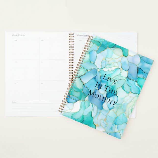 Mint Aqua Pearl Gold Marble  Planner (Display)