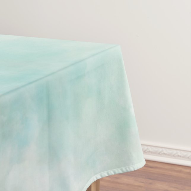 Mint Aqua Tie Dye Tablecloth (In Situ)