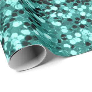 Mint Aquatic Tiffany Sequin Glitter Shiny Effect Wrapping Paper
