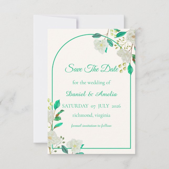 Mint Arch Save the Date Card (Front)
