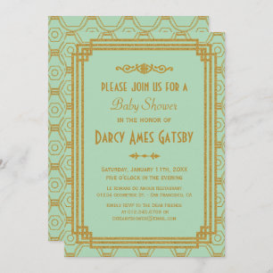 Mint Art Deco Baby Shower Invites