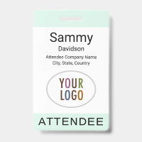 Mint Attendee Badge Event Logo Clip Lanyard Reel