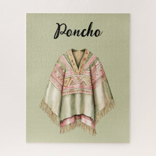 Mint Avocado Pink Poncho Jigsaw Puzzle