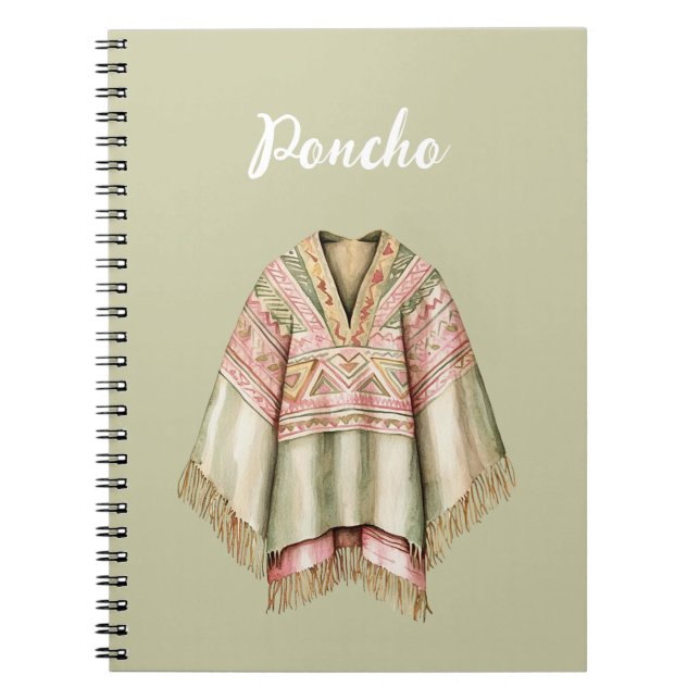 Mint Avocado Pink Poncho Notebook (Front)