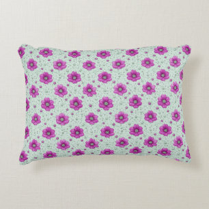 Mint Background Flowers For Everyday Floral Decor Decorative Cushion