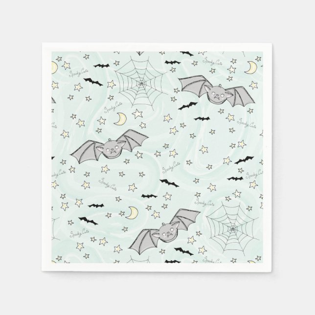 Mint Batty, Stars & Moons Spooky Cute Napkin (Front)