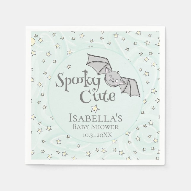 Mint Batty, Stars & Moons Spooky Cute Napkin (Front)