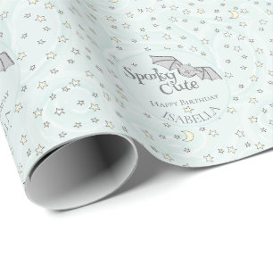 Mint Batty, Stars & Moons Spooky Cute Wrapping Paper