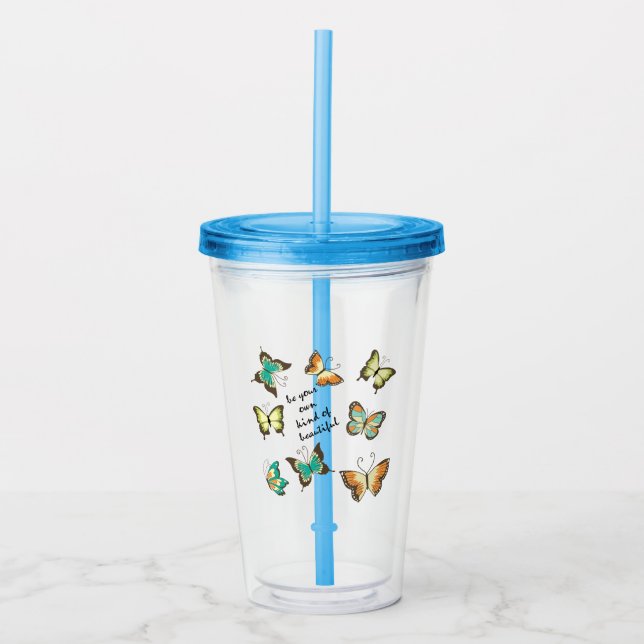 Mint Be Your Own Beautiful Butterflies Acrylic Tumbler (Front)