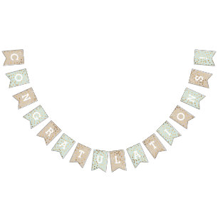 Mint Beige Faux Gold Glitter Dots Congratulations Bunting