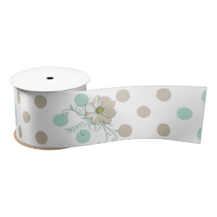 MINT BISQUE DOTS STRIPES Ribbon Satin Ribbon