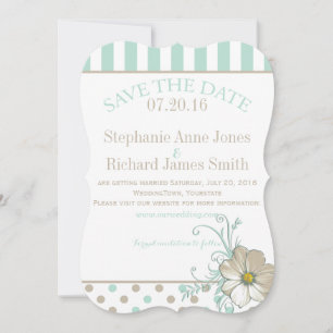 MINT BISQUE DOTS STRIPES Save the Date Invitation