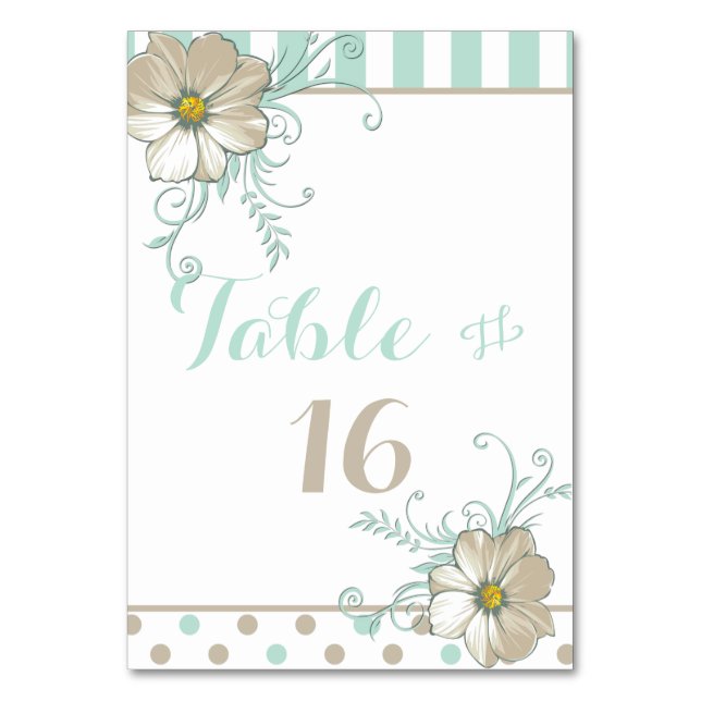 MINT BISQUE DOTS STRIPES Table Card (Front)
